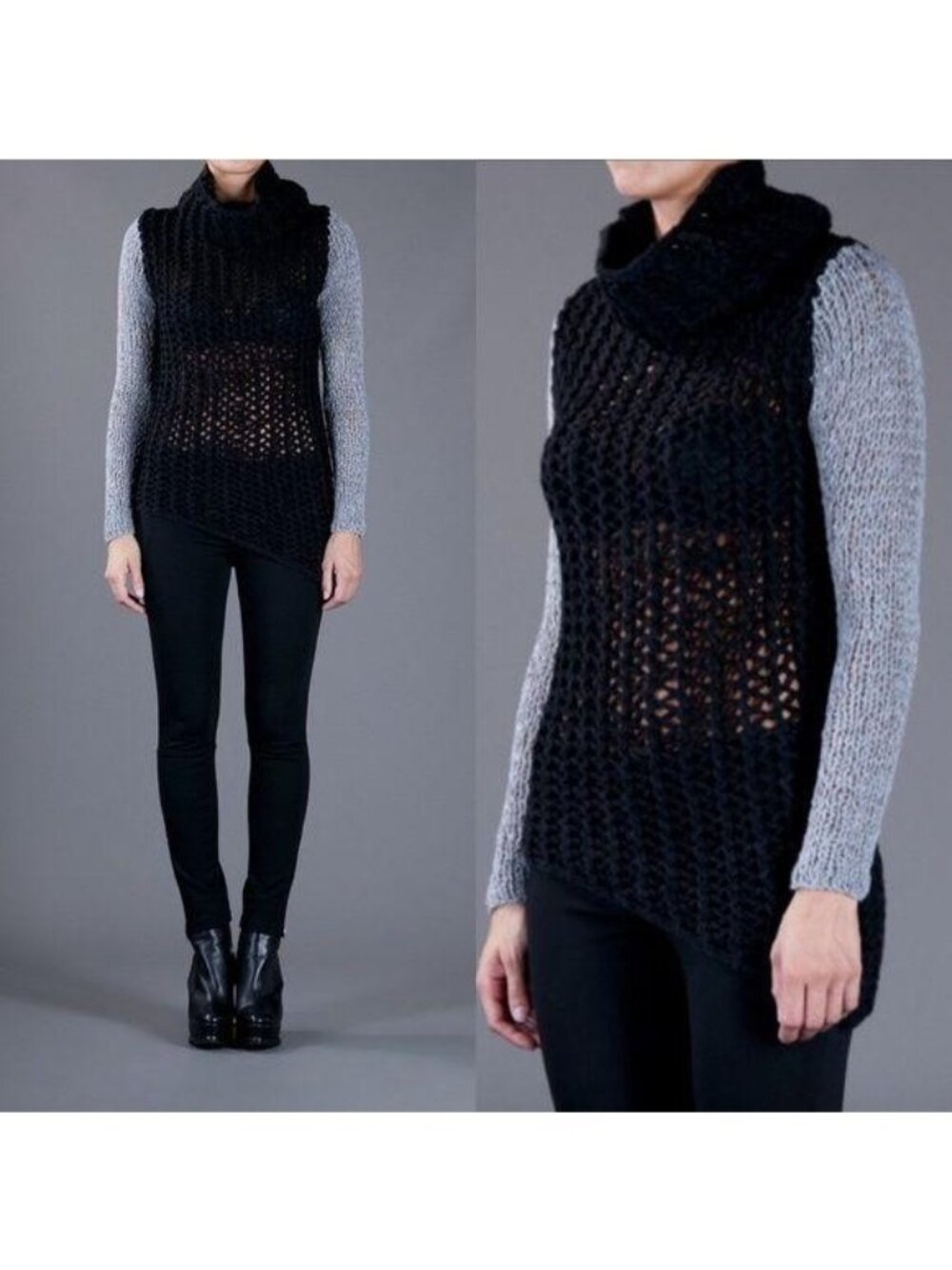 Helmut Lang Tattered Tape Sweater Cowl Knit Sheer